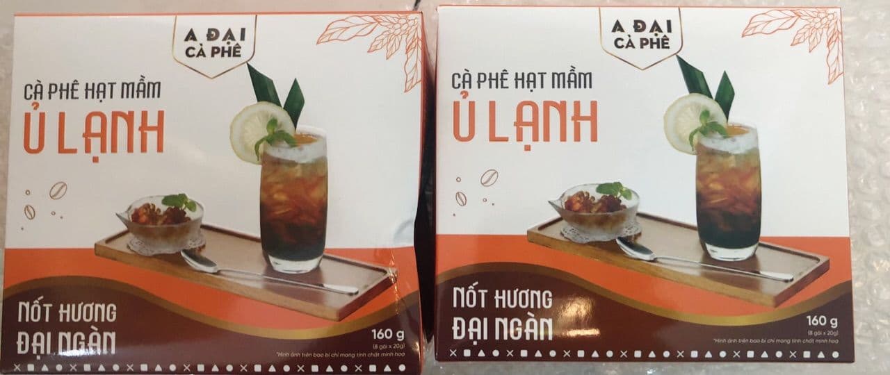 Cà Phê Hạt Mầm Ủ Lạnh A Đại - Hộp Túi Lọc 8 gói (160g) - Tặng 1 Gói Bánh Biscoff (37.5g)