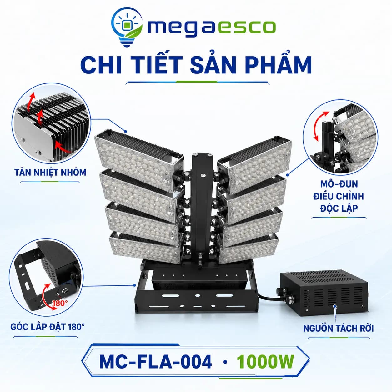 Đèn LED Stadium MC-FLA-004 1000W hình cánh chim