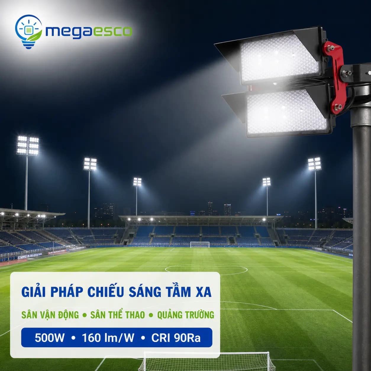 Đèn LED Stadium MC-FLA-003 500W – Độ sáng tương đương đèn 1000W thông thường