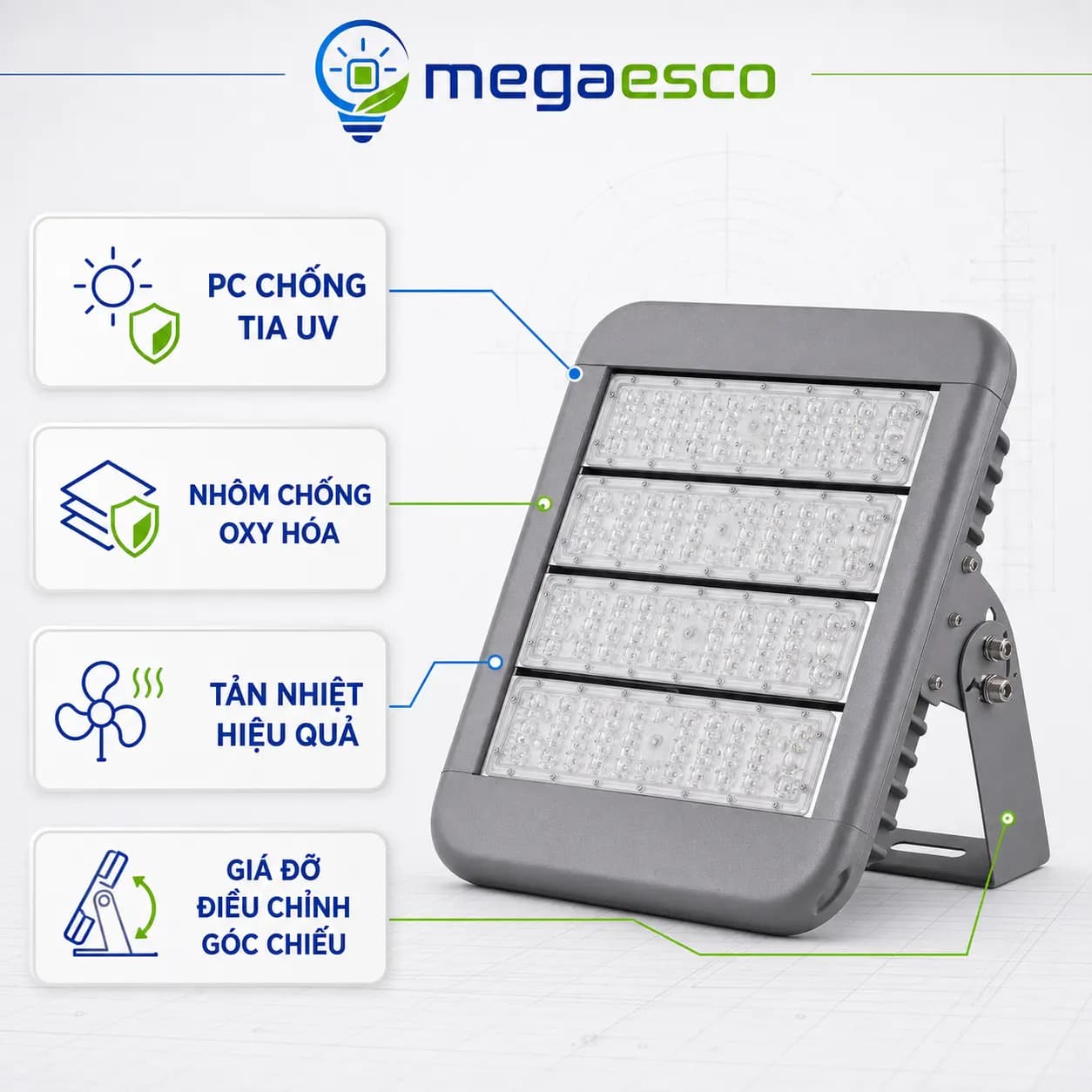 Đèn LED Pha Chiếu Xa MC-FLA-002 100W – Độ Sáng Tương Đương 200W, Hiệu Suất 160Lm/W