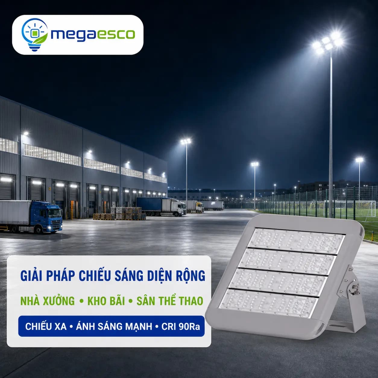 Đèn LED Pha Chiếu Xa MC-FLA-002 100W – Độ Sáng Tương Đương 200W, Hiệu Suất 160Lm/W