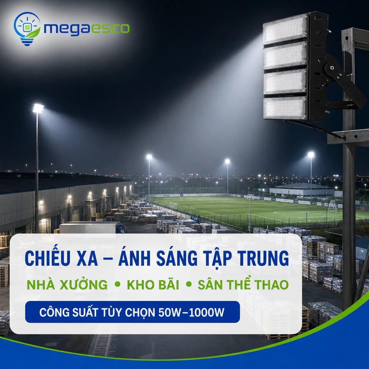 Đèn LED Pha Chiếu Xa MC-FLA-001 100W – Độ Sáng Tương Đương 200W, Hiệu Suất Cao 160Lm/W