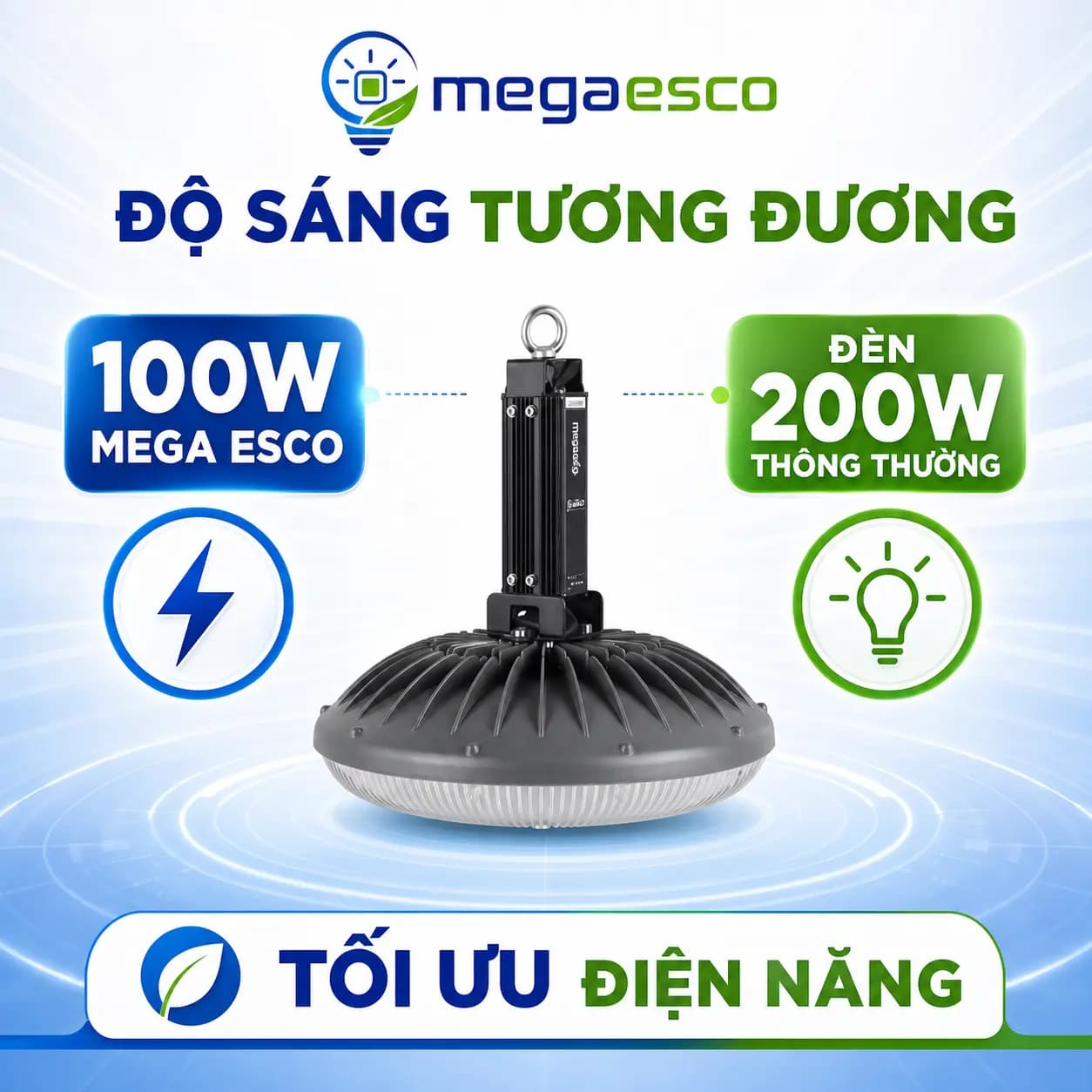 Đèn LED Highbay Chống Chói công suất 100W ( Độ sáng tương đương 200W ) công nghệ mới tiết kiệm điện năng
