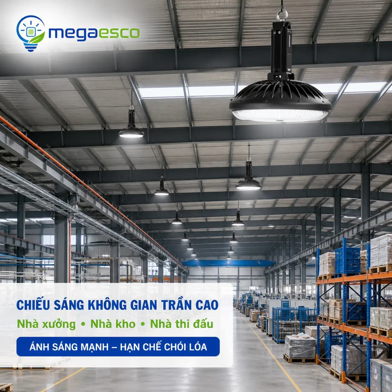 Đèn LED Highbay Chống Chói công suất 100W ( Độ sáng tương đương 200W ) công nghệ mới tiết kiệm điện năng