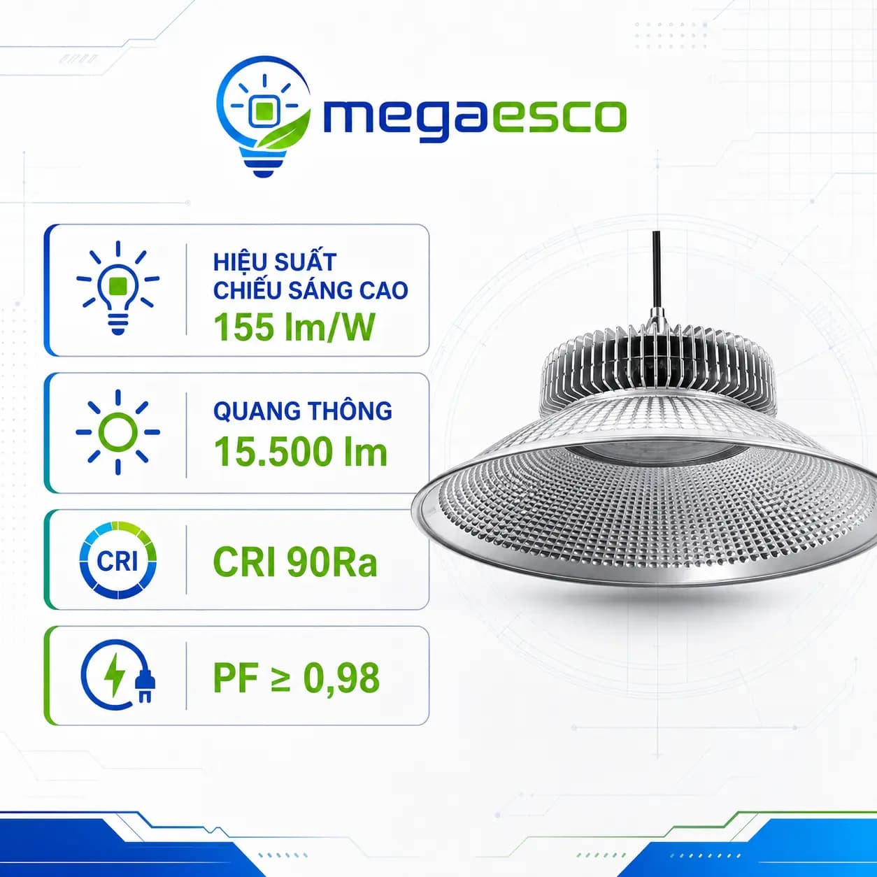 Đèn LED Highbay công suất 100W ( Độ sáng tương đương 200W ) công nghệ mới tiết kiệm điện năng
