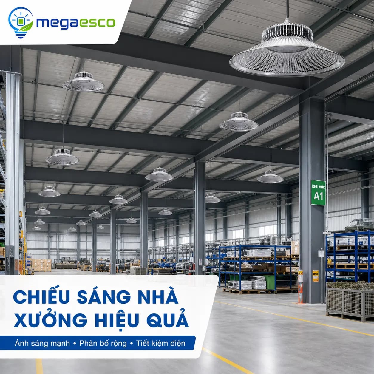 Đèn LED Highbay công suất 100W ( Độ sáng tương đương 200W ) công nghệ mới tiết kiệm điện năng