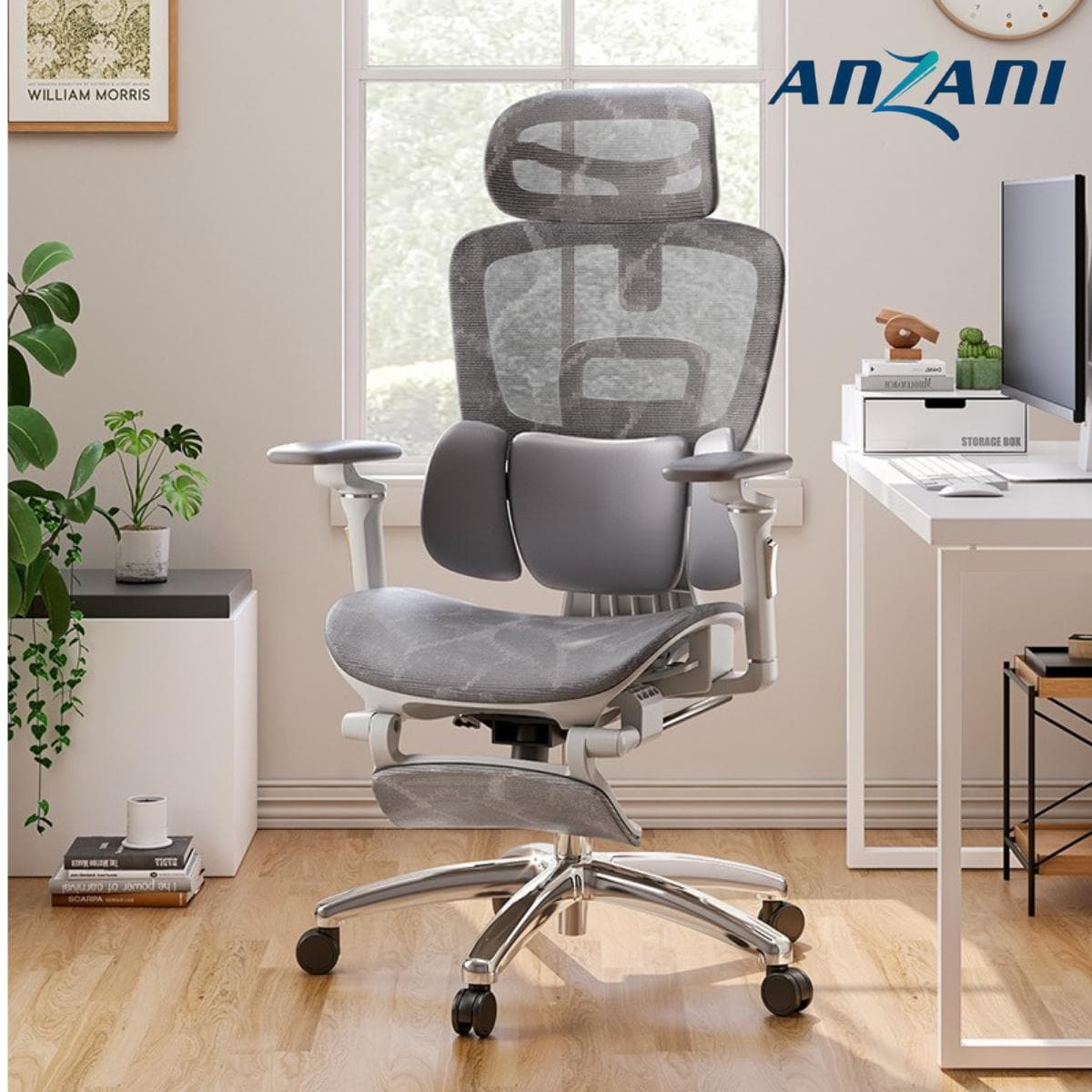 {CTH 68} Anzani Ghế Công Thái Học CTH 68 Full Lưới Wintex Hàn Quốc Ngả 145 Độ Có Gác Chân Lưới 360 Độ Xoay Bảo Hành 6 Tháng Ghế Văn Phòng Ergonomic