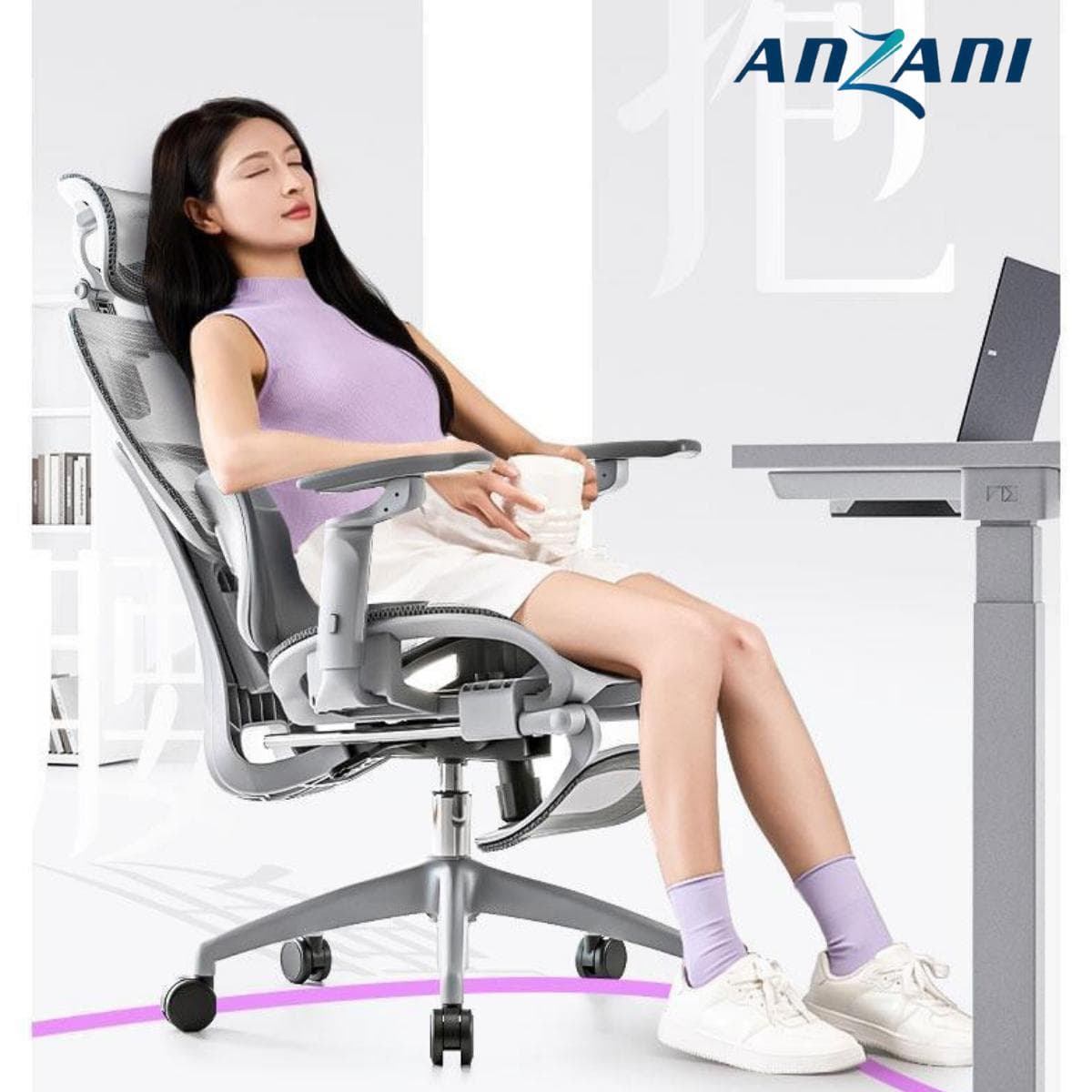 {CTH 68} Anzani Ghế Công Thái Học CTH 68 Full Lưới Wintex Hàn Quốc Ngả 145 Độ Có Gác Chân Lưới 360 Độ Xoay Bảo Hành 6 Tháng Ghế Văn Phòng Ergonomic