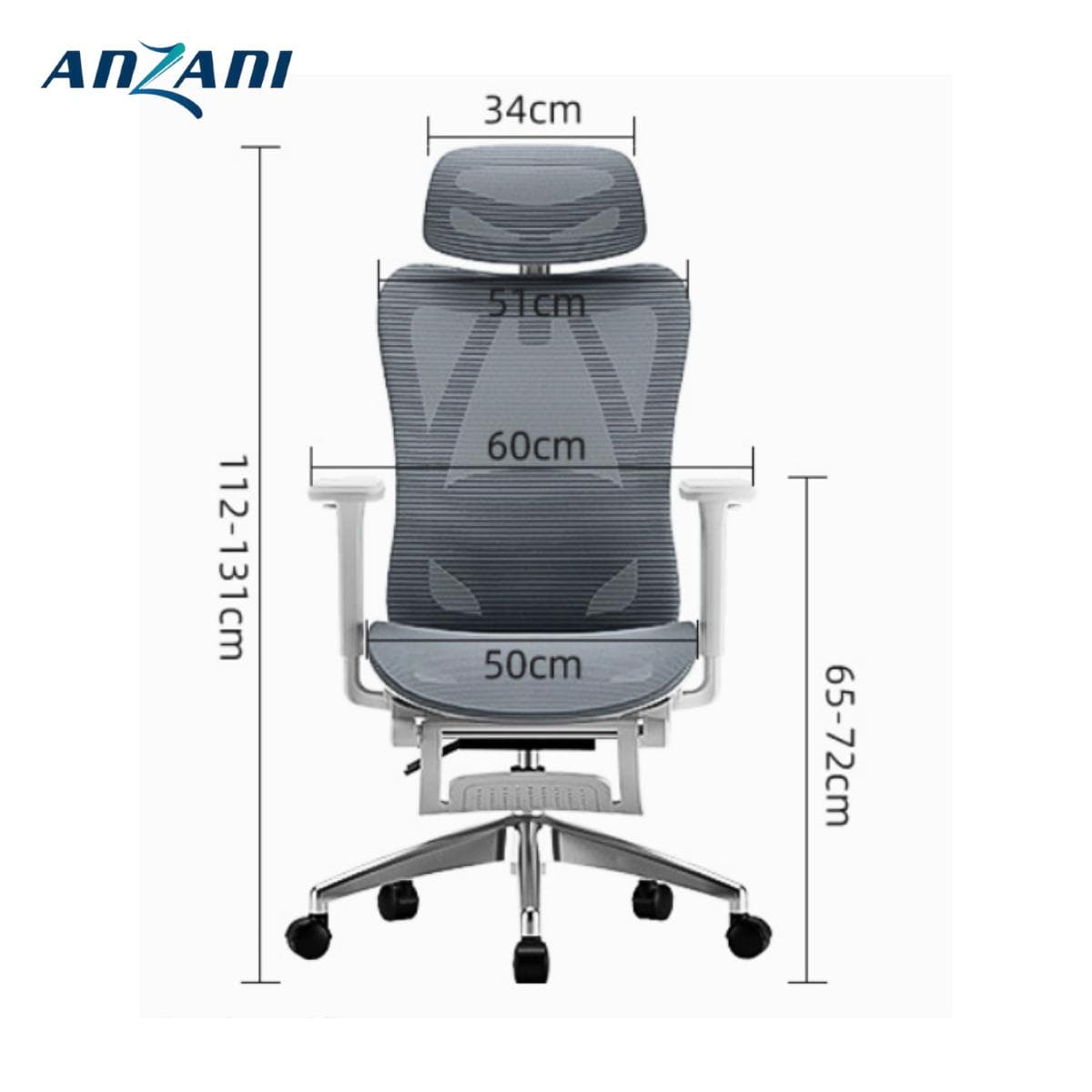 {CTH 89} Ghế tựa lưng công thái học full lưới có ngả lưng, gác chân CTH 89 nhà Anzani tiện lợi giá tốt chính hãng Anzani