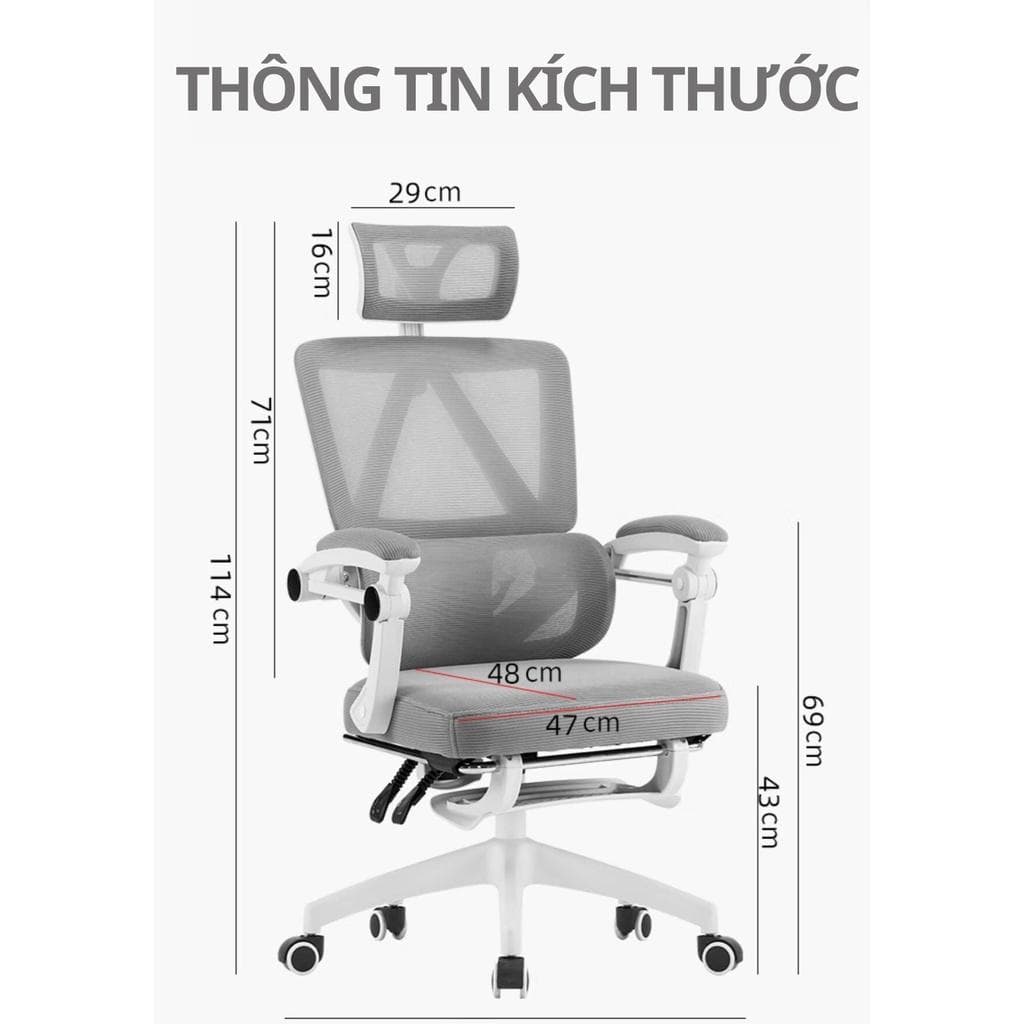 {CTH 27 - 3 màu } Ghế công thái học Anzani CTH 27 có gác chân, full tính năng ngả lưng êm ái - Ghế Chơi Game Hỗ Trợ Tuyệt Đối Đốt Sống Ngả Lưng 145 độ Lưng Lưới Thoáng Khí