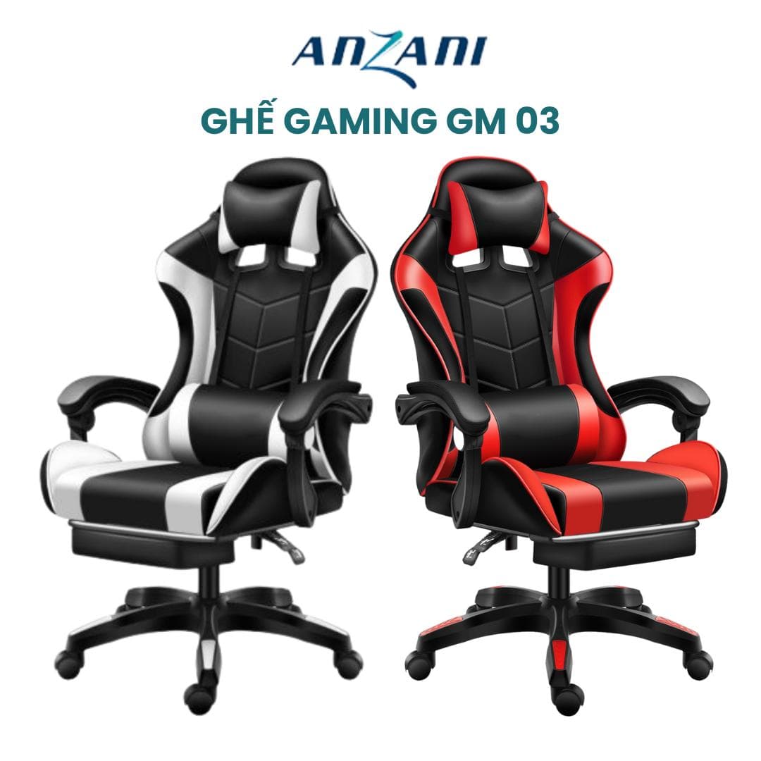 {GM03} Ghế Gaming, ghế chơi game, ghế livestream GM03 nhà Anzani, có gác chân ngả 145 độ vô cùng êm ái ghế xoay 360 độ có 2 màu, giá rẻ ghế  game