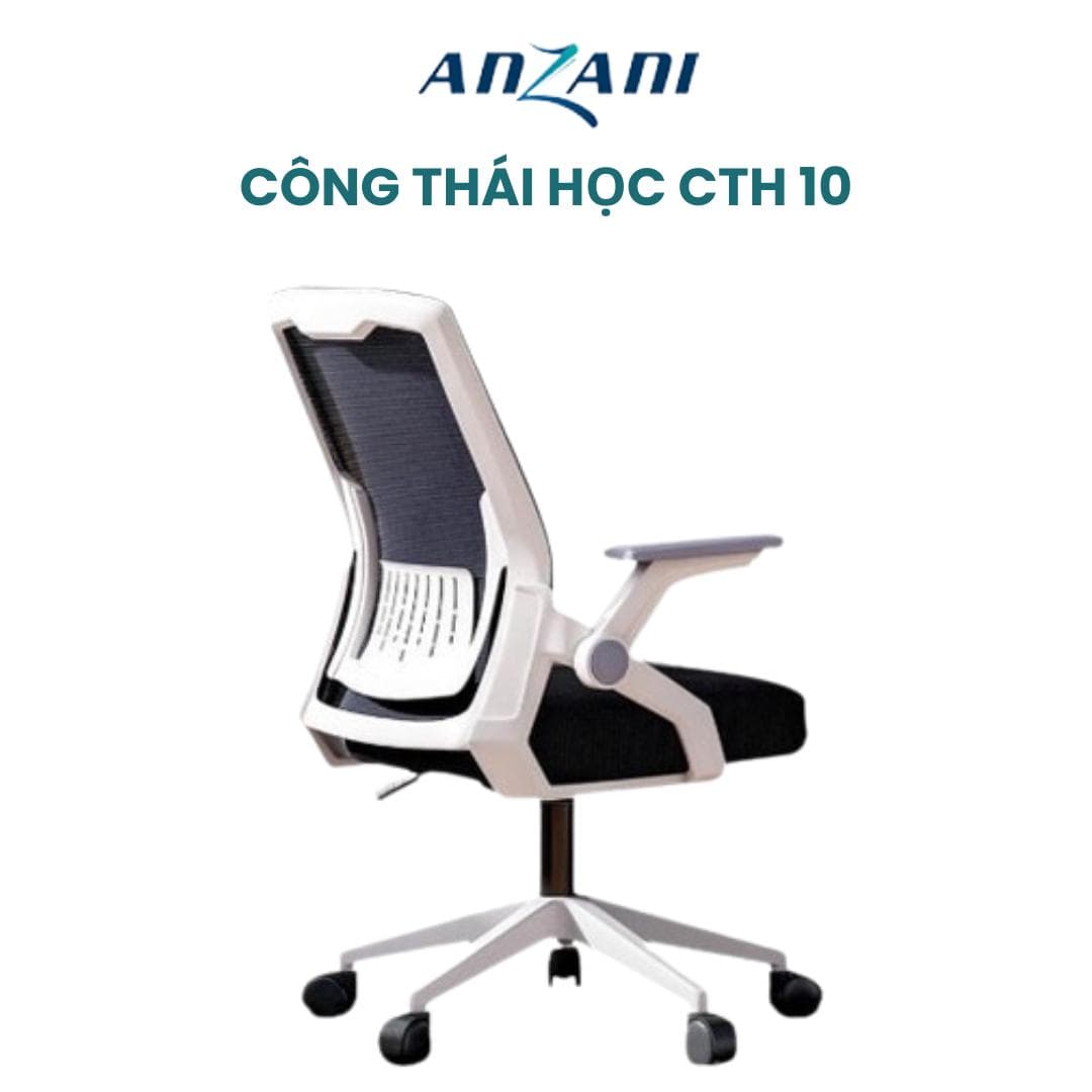 {CTH 10} Anzani Ghế Văn Phòng Xoay CTH-10 Không Ngả Lưng Cố Định Chất Liệu ABS & Vải Lưới Thoáng Khí Thiết Kế Tay Năng Hạ Nhỏ Gọn Tiện Lợi Nâng Hạ Tùy Chỉnh Bảo Hành 6 Tháng