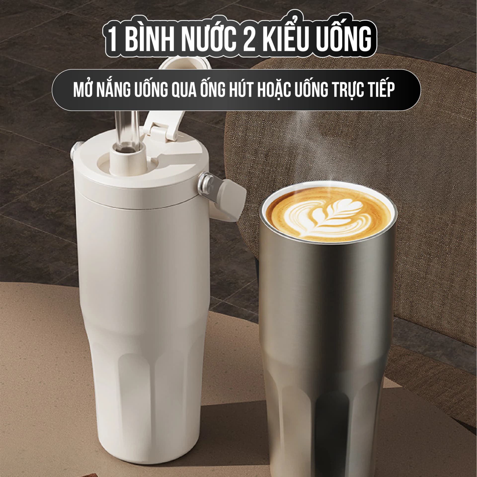 Ly giữ nhiệt tráng sứ BUBBLE NIUMI ống hút trân châu thuỷ tinh 2026
