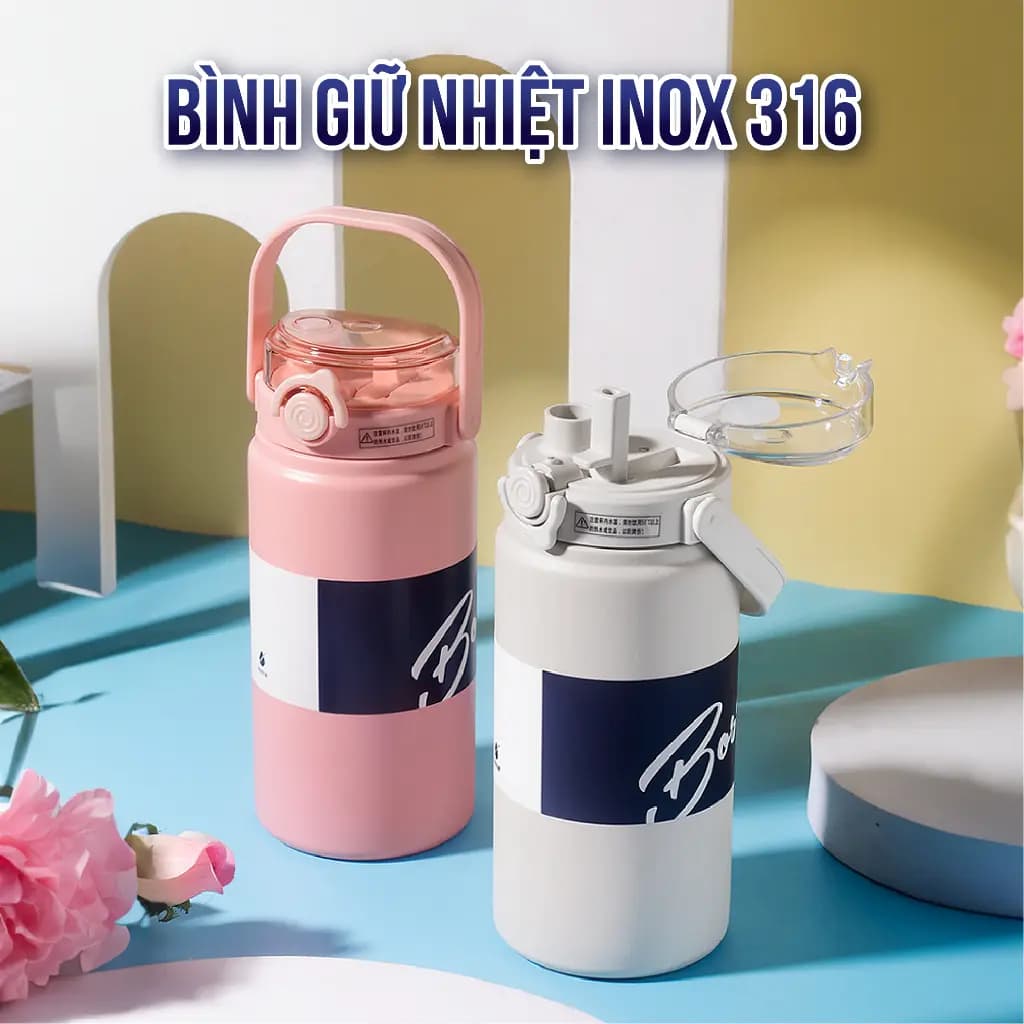 Bình giữ nhiệt Boss NIUMI dung tích 1200ml inox 316 thiết kế đơn giản, màu sắc nhẹ nhàng